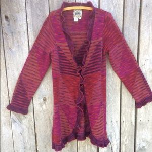 🌹CURIO🌹 Colorful, Ruffled Sweater-Duster